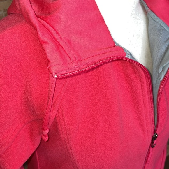 Columbia Benton Springs Fuchsia Hot Pink Full Zip Fleece Hoodie Gray Accents - Picture 4 of 16